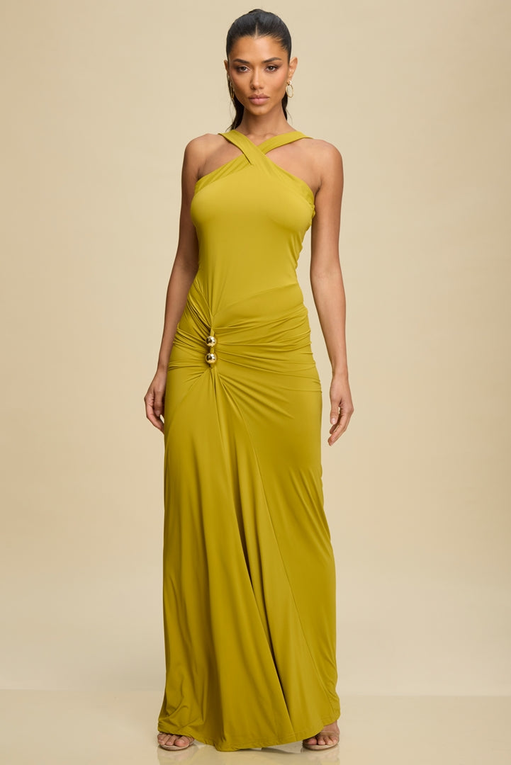 Moss Aura Mock Neck Maxi Dress