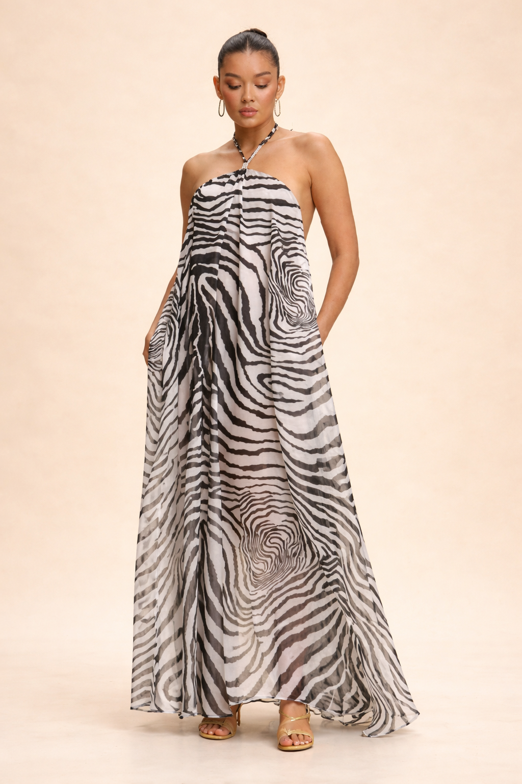 Wild Zebra Halter Gown