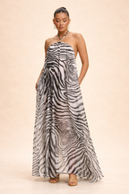 Wild Zebra Halter Gown